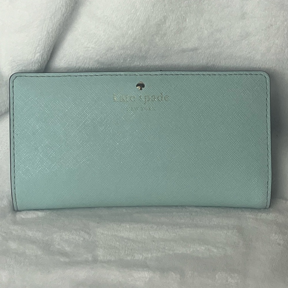 Kate Spade light blue slim bi-fold wallet
